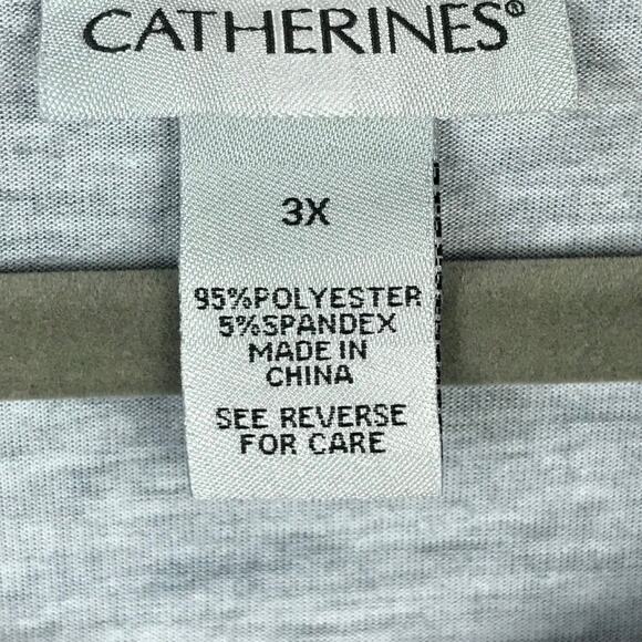 Catherines 3X Purple Floral on Black Silver Embellishments Bell Sleeve Blouse - Picture 5 of 8